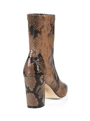 商品Stuart Weitzman|Caressa Python-Embossed Leather Sock Boots,价格¥1381,第3张图片详细描述