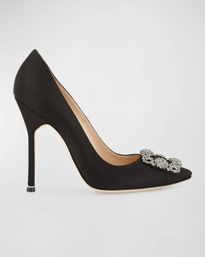 商品Manolo Blahnik|Hangisi 115mm Satin Crystal-Toe Pump,价格¥6447,第1张图片