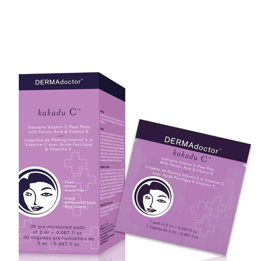 商品DERMAdoctor|DERMAdoctor Kakadu C Intensive Vitamin C Peel Pads with Ferulic Acid Vitamin E,价格¥647,第1张图片