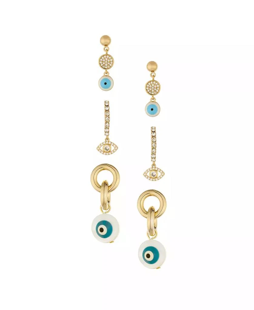 商品Ettika Jewelry|18k Gold-Plated 3-Pc. Set Cubic Zirconia Evil Eye Drop Earrings,价格¥599,第1张图片