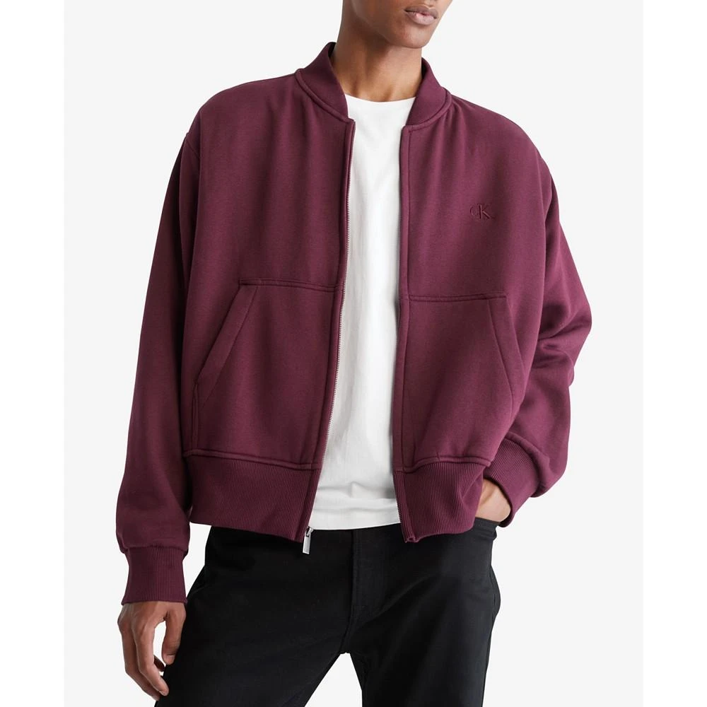 商品Calvin Klein|Men's Relaxed Fit Archive Logo Fleece Bomber Jacket,价格¥238,第1张图片