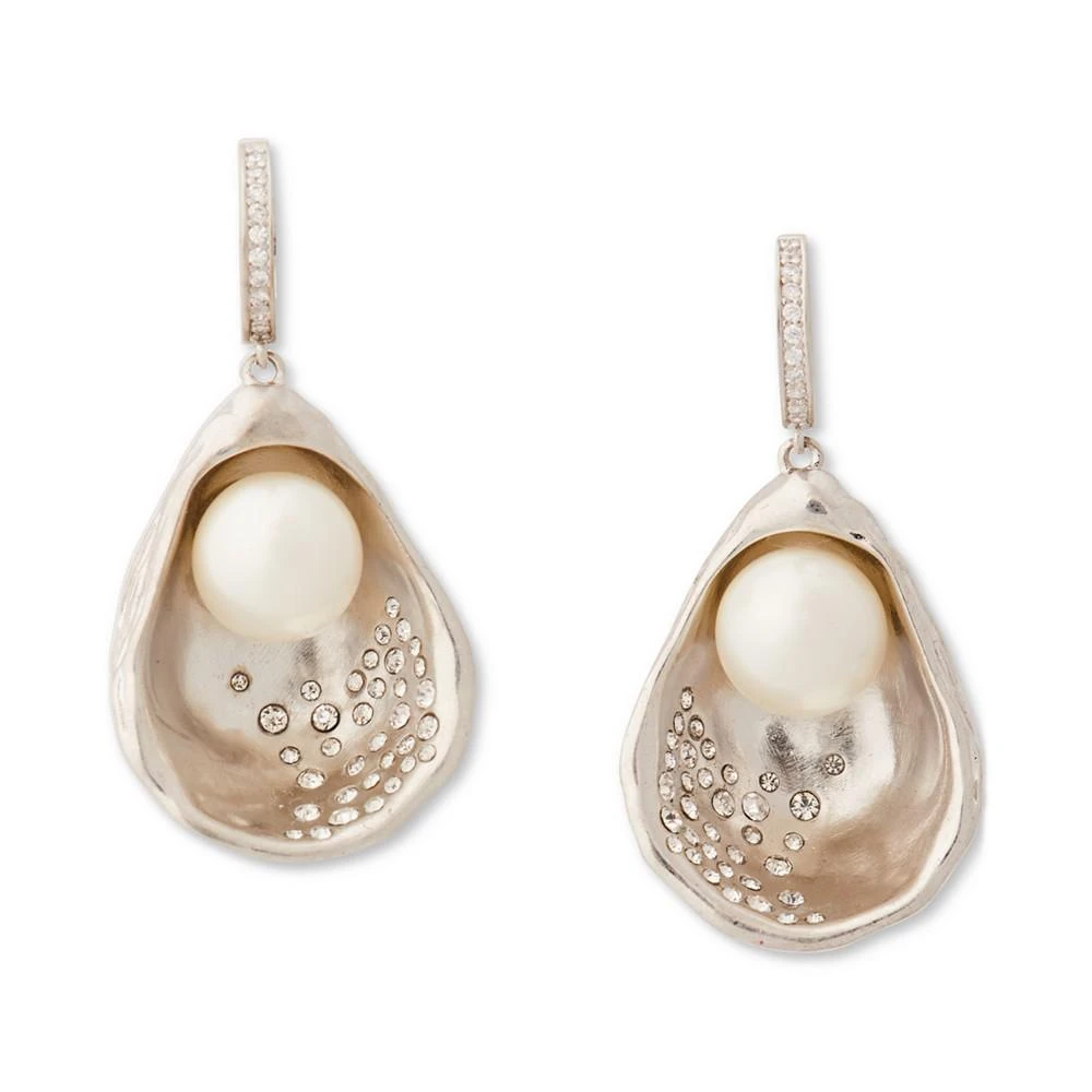 商品Kate Spade|Silver-Tone Imitation Pearl Oyster Drop Earrings,价格¥446,第1张图片