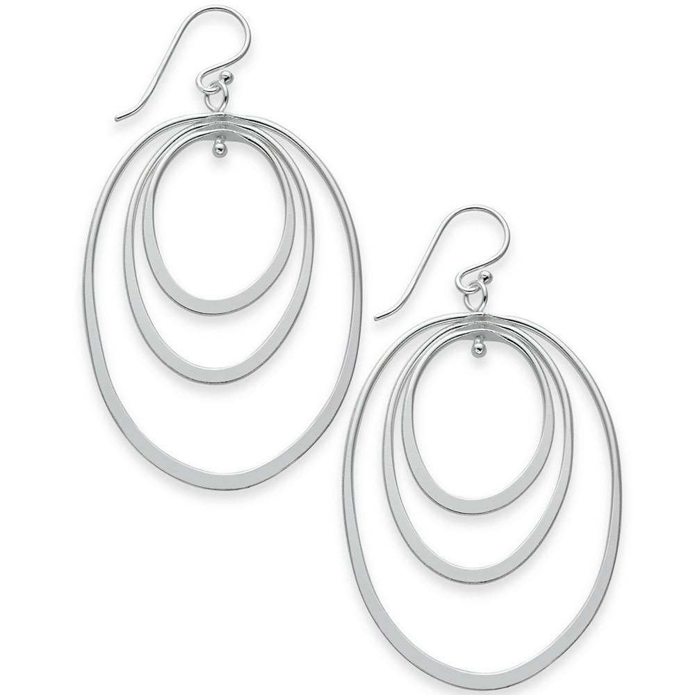 商品Essentials|Extra Large Silver Plated Triple Oval Hoop Drop Earrings,价格¥149,第1张图片