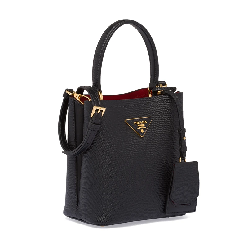 PRADA/普拉达 22新款 Panier系列 女士小号黑色saffiano皮革金色徽标磁扣拆卸肩带皮革手柄单肩手提斜挎包 商品
