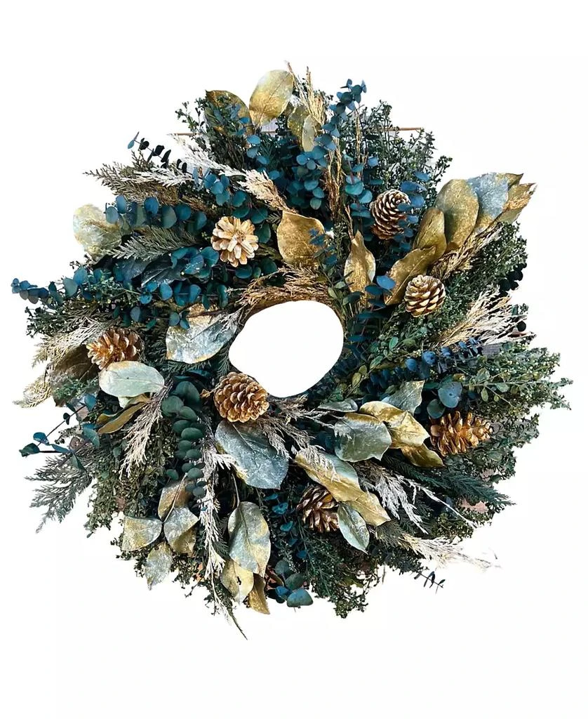 商品GreenishBlu|Green and Gold Real Preserved Wreath, 24",价格¥1032,第1张图片