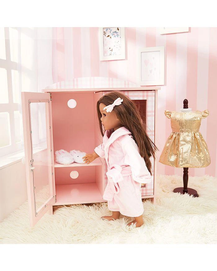 商品Teamson|Sophia's by Kids Aurora Princess 18" Doll Pink Plaid Closet with Bathrobe & Slipper Pink - Ages 3-7,价格¥617,第3张图片详细描述
