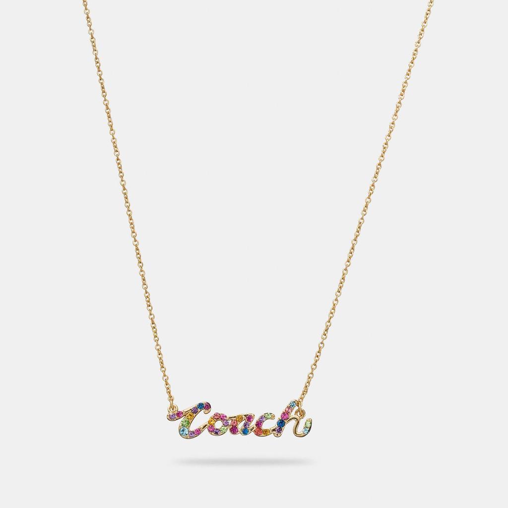 商品Coach|Coach Outlet Signature Script Necklace,价格¥378,第1张图片