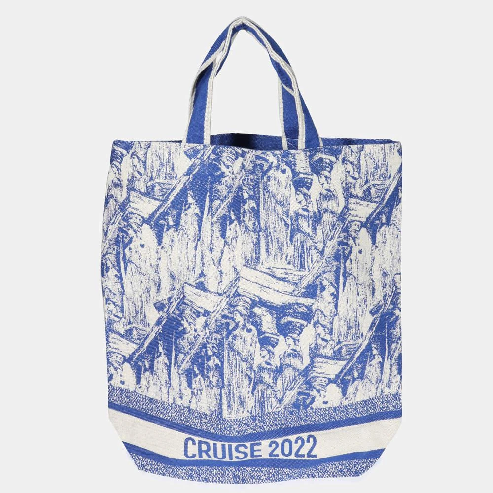 商品[二手商品] Dior|Dior Blue Cruise 2022 Print Canvas Tote Bag,价格¥7685,第3张图片详细描述