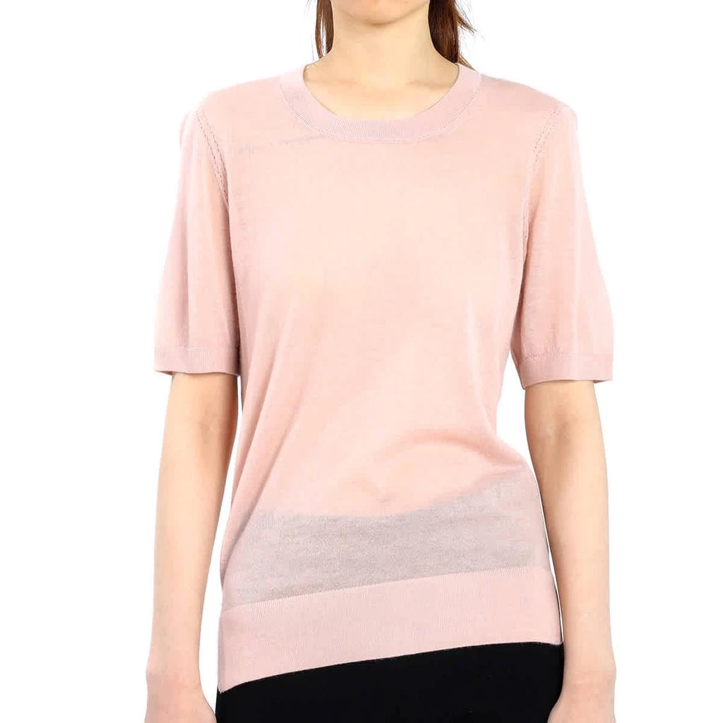 商品Burberry|Burberry Short-sleeve Cashmere Sweater In Thistle Pink, Size X-Small,价格¥670,第1张图片