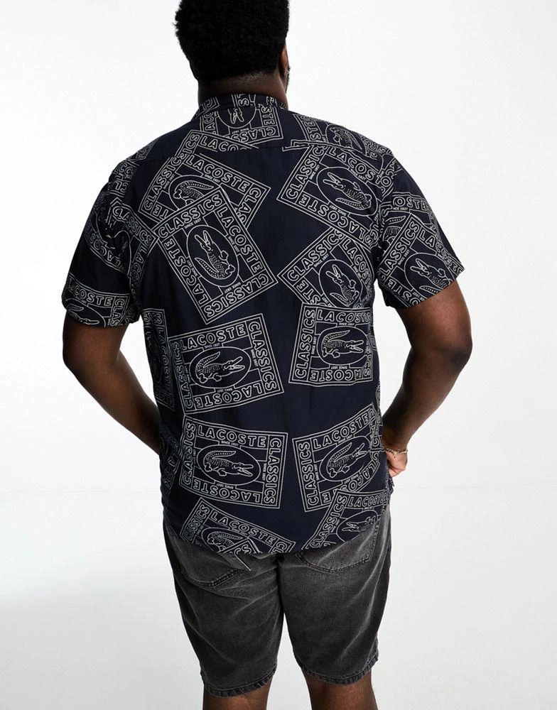 商品Lacoste|Lacoste plus short sleeve printed shirt in navy,价格¥966,第4张图片详细描述
