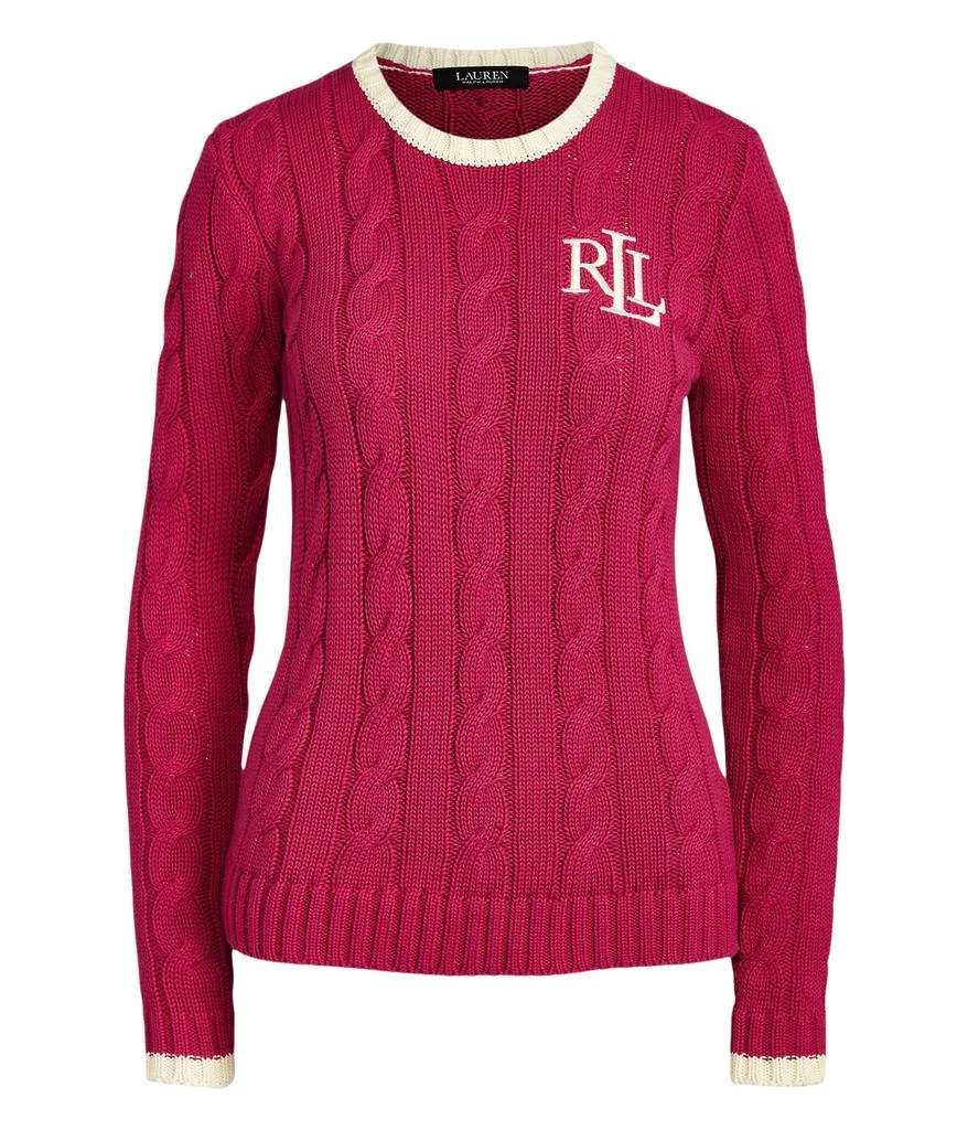 商品Ralph Lauren|Petite Monogram Cable-Knit Cotton Sweater,价格¥710,第5张图片详细描述