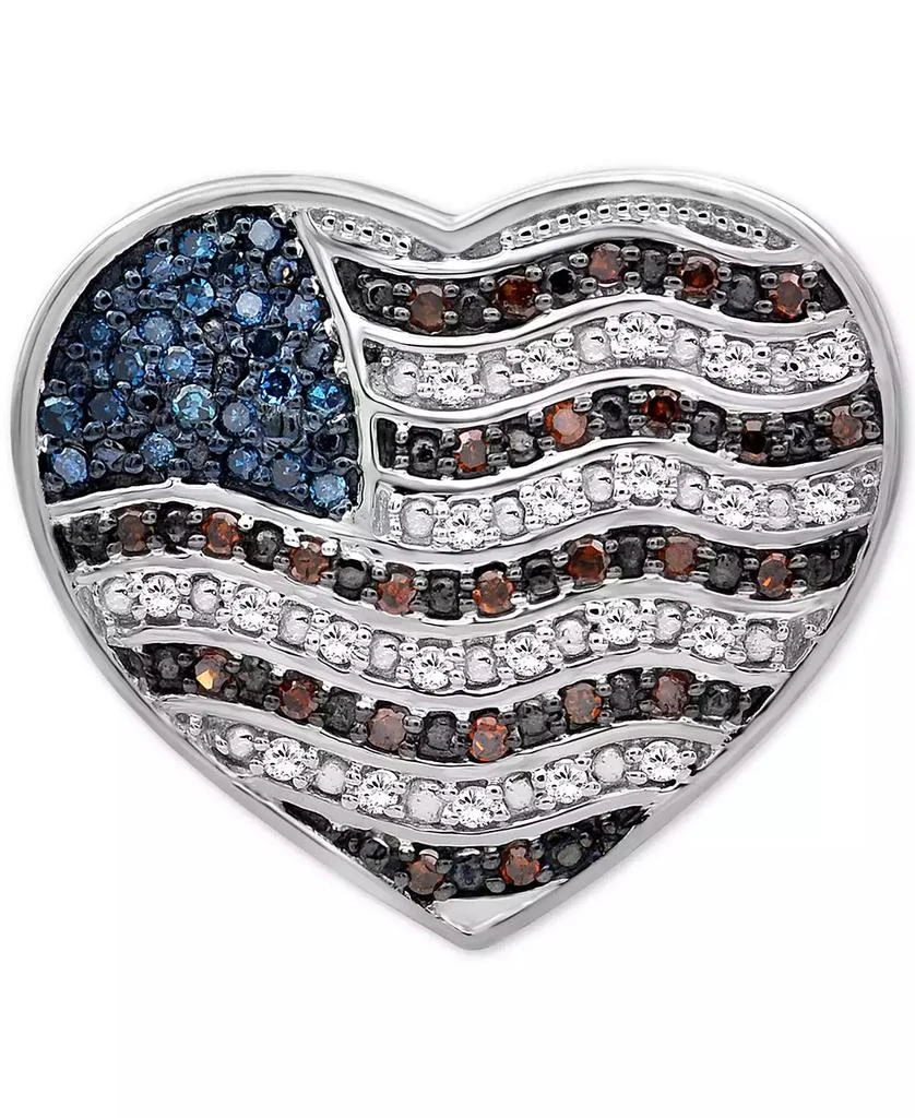 商品Macy's|Diamond Flag Heart Pin (1/4 ct. t.w.) in Sterling Silver,价格¥745,第1张图片