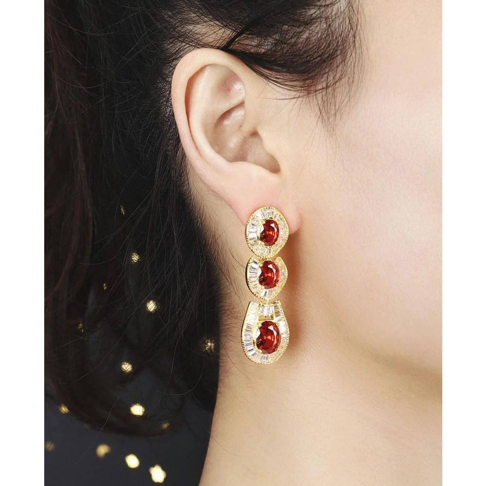 商品A&M|Gold-Tone Ruby Accent Tribal Drop Earrings,价格¥893,第3张图片详细描述