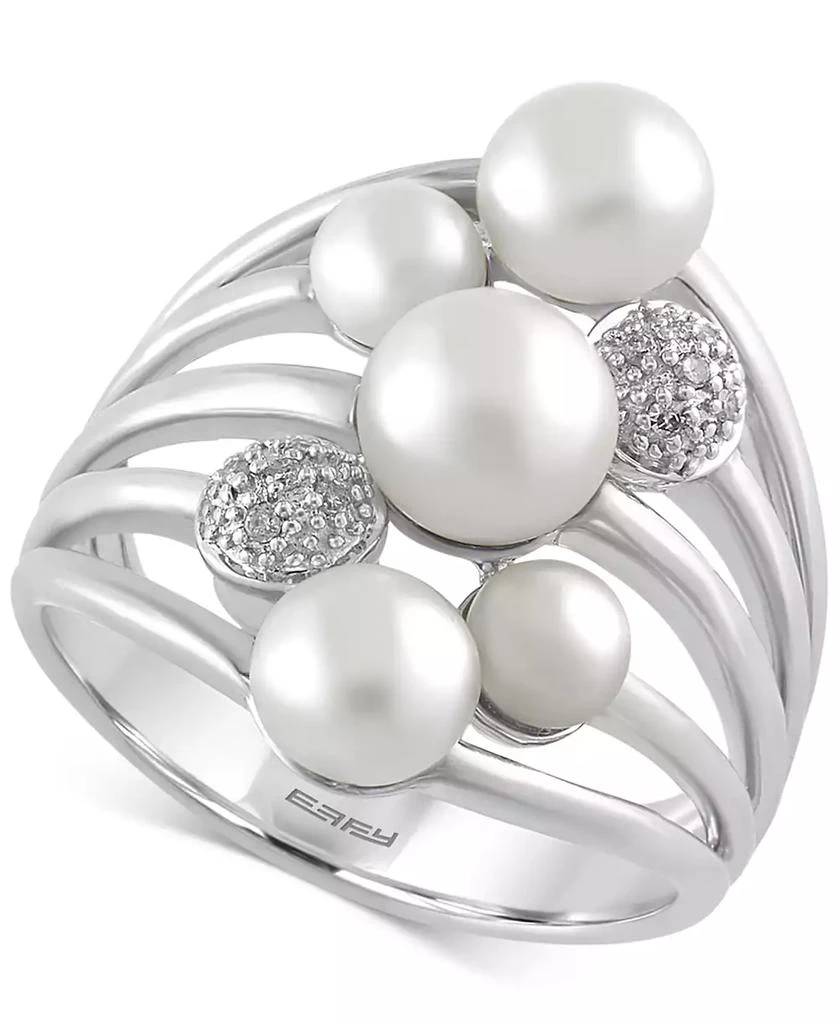 商品Effy|EFFY® Cultured Freshwater Pearl (4mm-6.5mm) and Diamond Accent Ring in Sterling Silver,价格¥3721,第1张图片