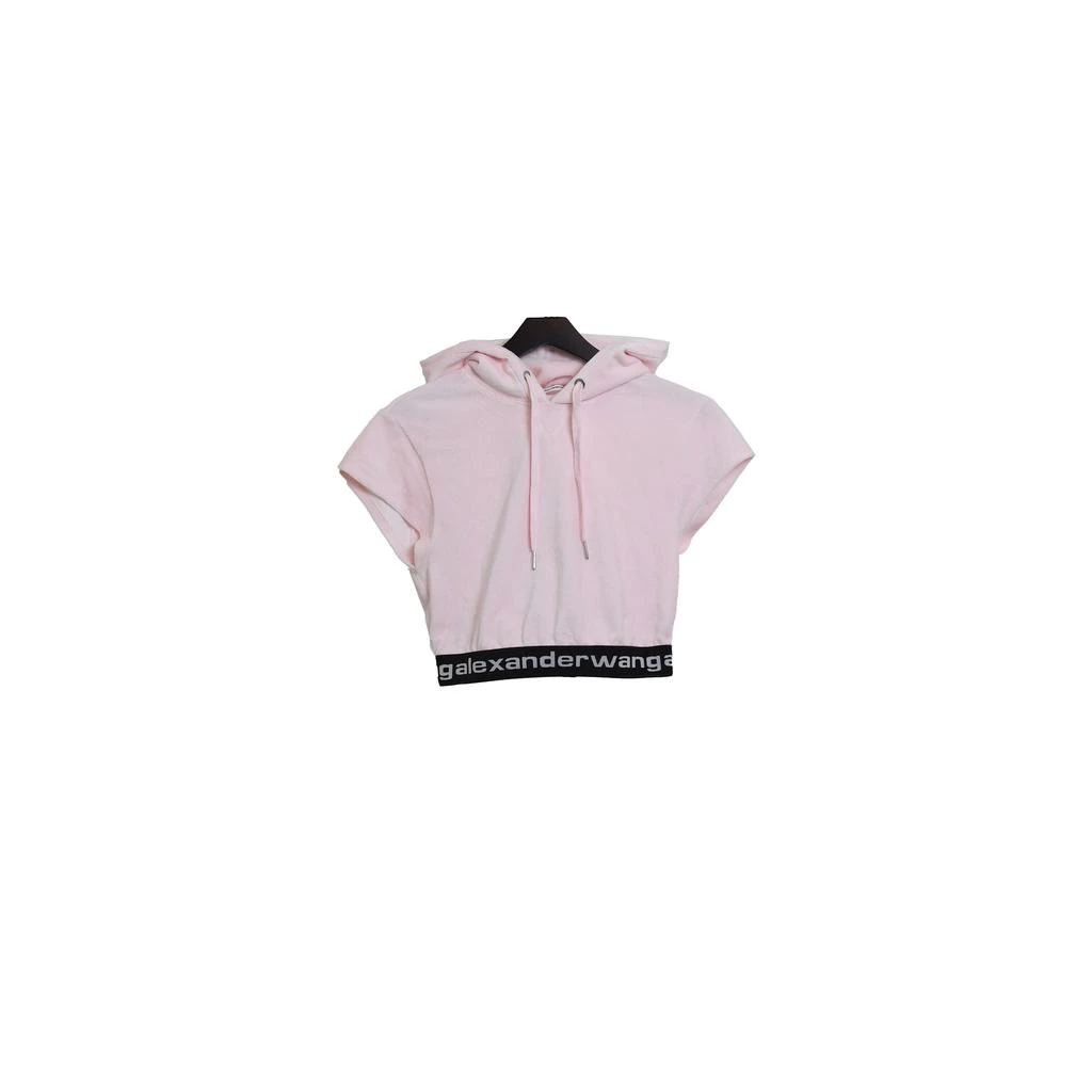 商品Alexander Wang|Alexander Wang Stretch Corduroy Cap Sleeve Hoodie W/Logo Elastic Pink,价格¥2123,第1张图片