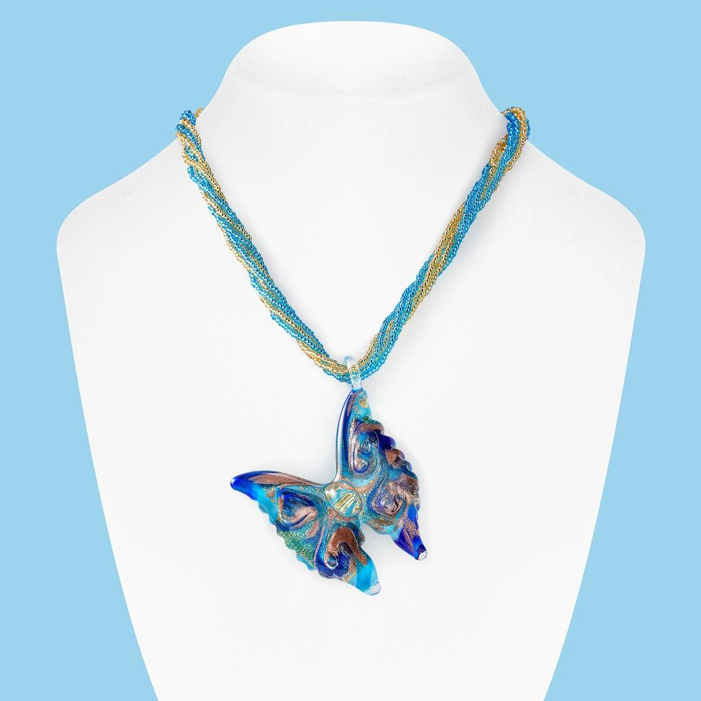 商品Ross-Simons|Ross-Simons Italian Murano Glass Butterfly Pendant Necklace With 18kt Gold Over Sterling,价格¥787,第4张图片详细描述