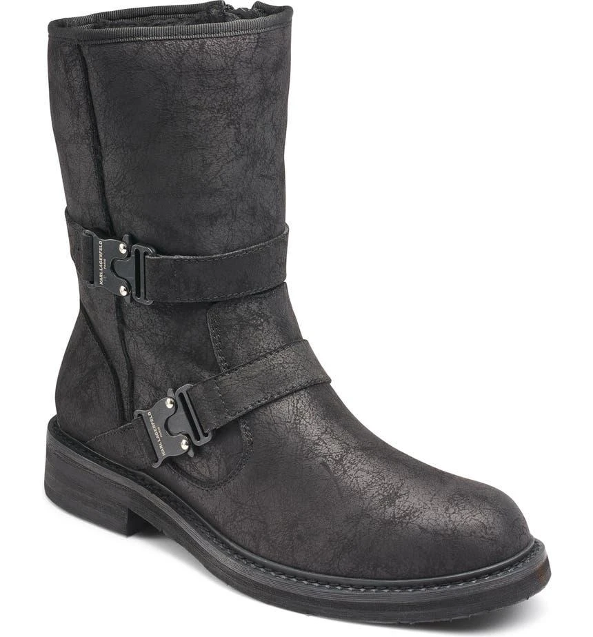 商品Karl Lagerfeld Paris|Faux Shearling Lined Double Buckle Boot,价格¥822,第1张图片详细描述