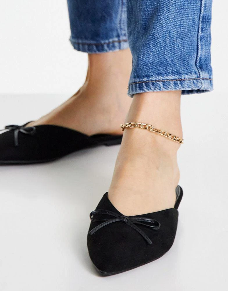 商品ASOS|ASOS DESIGN Lewi pointed flat mules in black,价格¥82,第4张图片详细描述