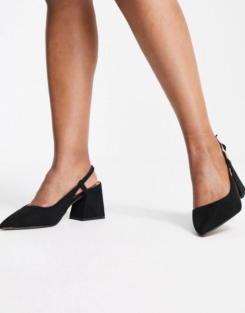 商品ASOS|ASOS DESIGN Wide Fit Sydney slingback mid heels in black,价格¥257,第4张图片详细描述