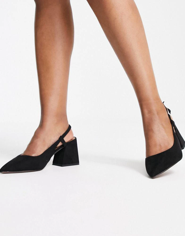 商品ASOS|ASOS DESIGN Wide Fit Sydney slingback mid block heeled shoes in black,价格¥260,第4张图片详细描述