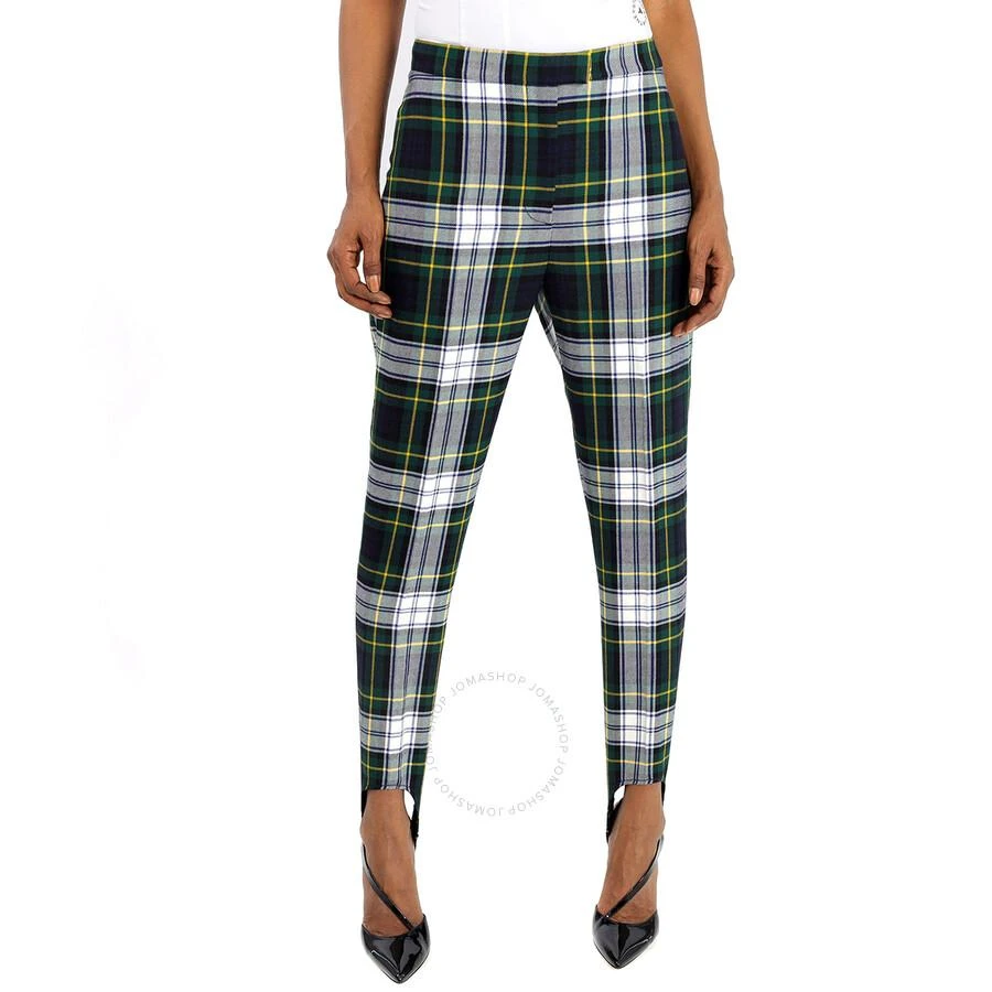 商品Burberry|Tartan Wool High-waisted Stirrup Trousers In Ink Blue,价格¥779,第1张图片
