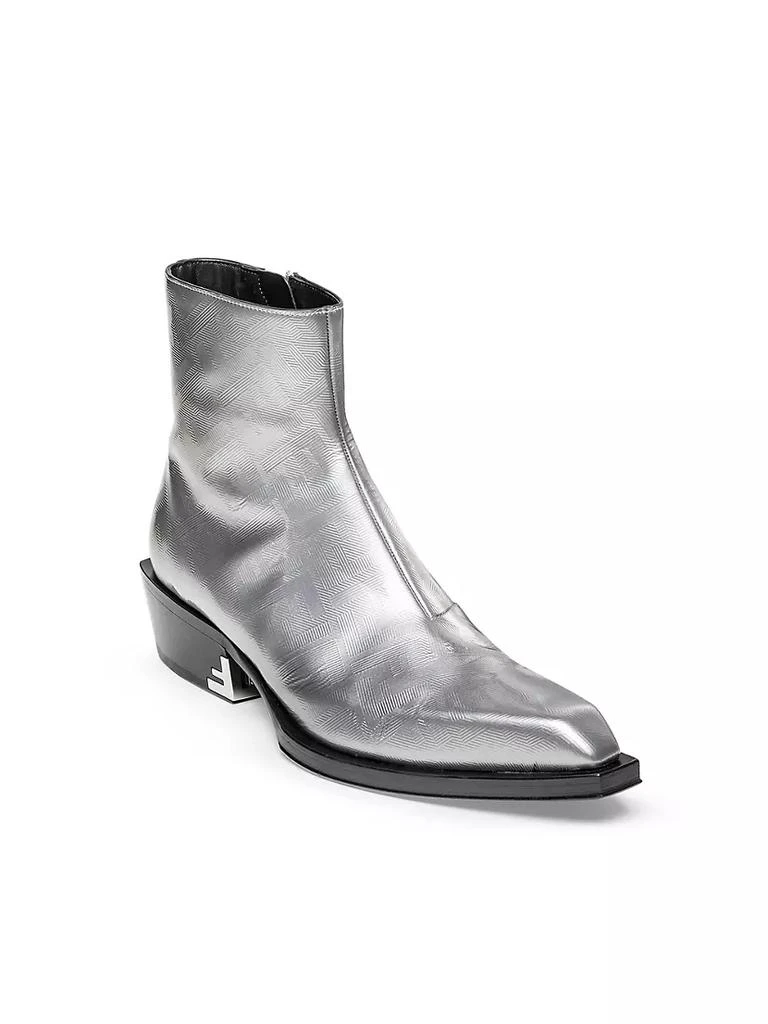 商品Fendi|Metallic Leather Stacked Heel Ankle Boots,价格¥13183,第4张图片详细描述