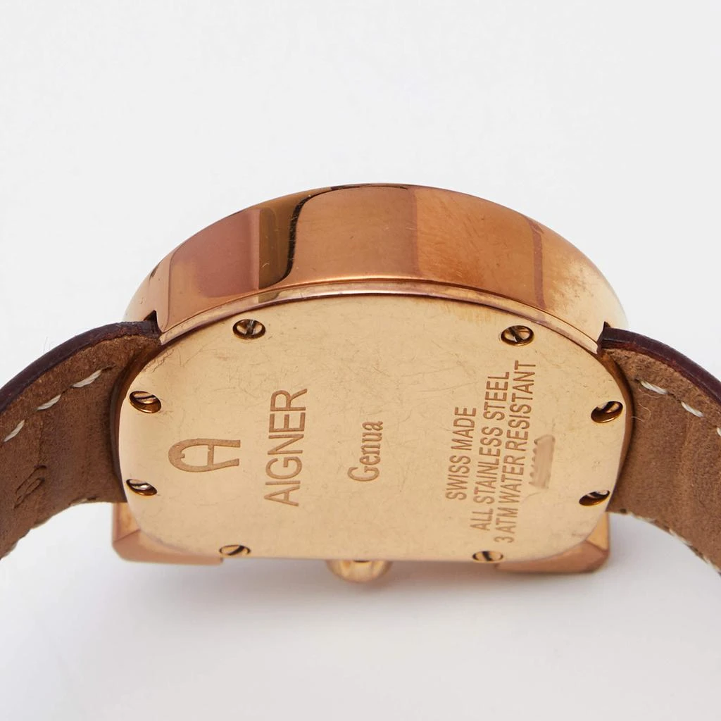 Aigner White Mother of Pearl Gold PVD Coated Stainless Steel Leather Genua A31600 Women's Wristwatch 31 mm 商品