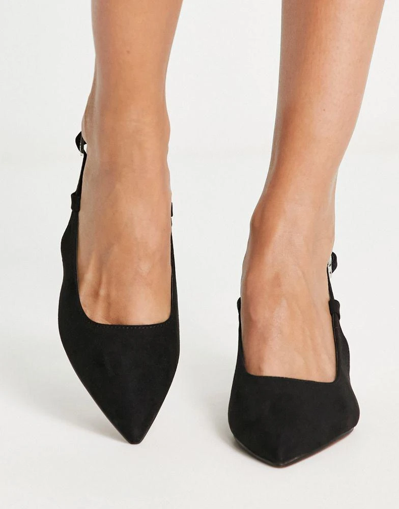 商品ASOS|ASOS DESIGN Sydney slingback mid block heeled shoes in black,价格¥196,第3张图片详细描述