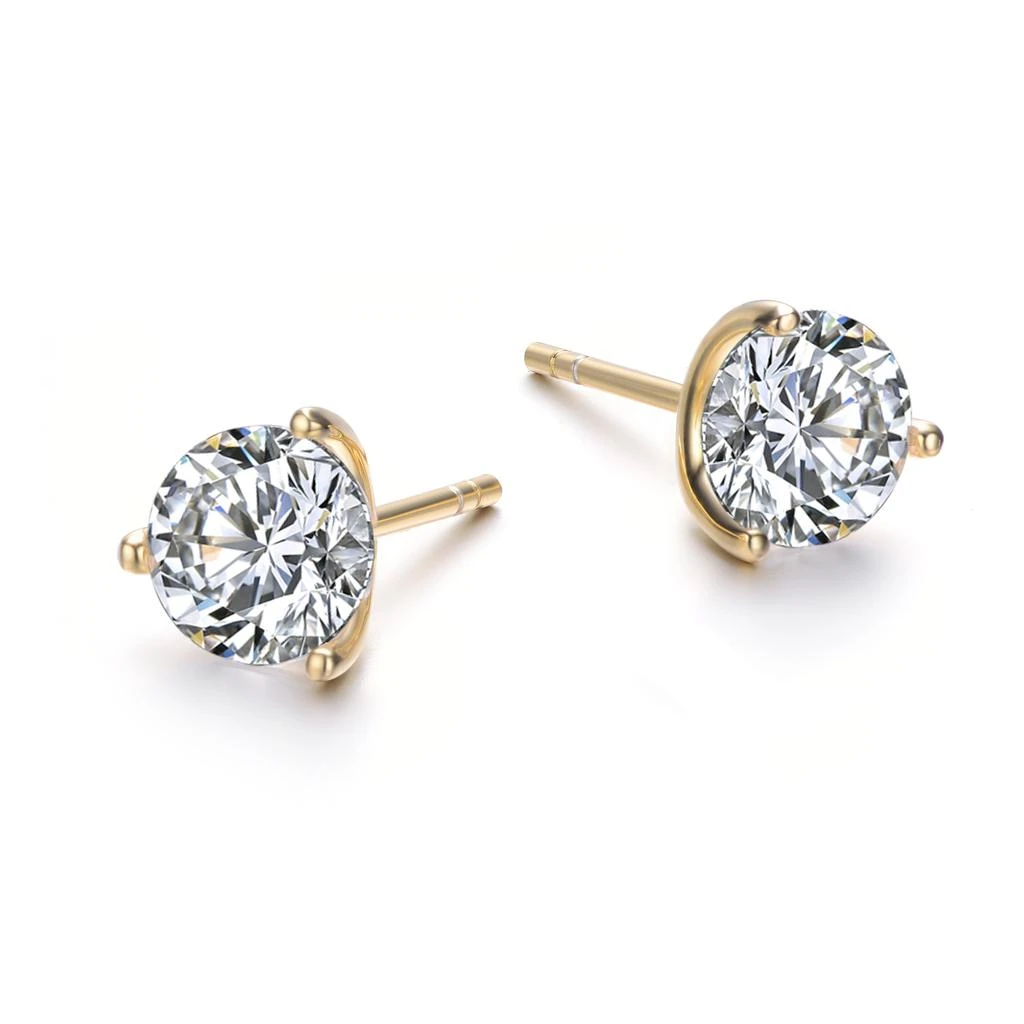 商品Stella Valentino|Sterling Silver 14k Yellow Gold Plated with 2.40ctw Lab Created Moissanite Earrings,价格¥497,第1张图片