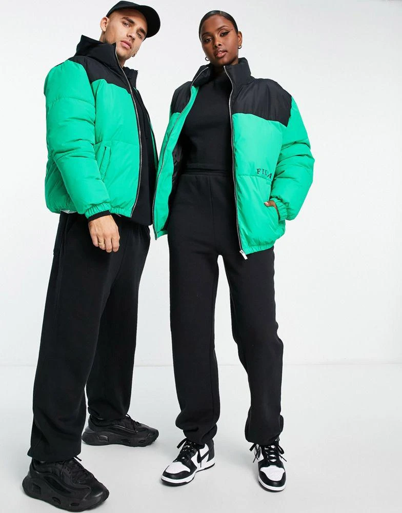 商品Fila|Fila colour blocked puffer with logo in green,价格¥357,第2张图片详细描述