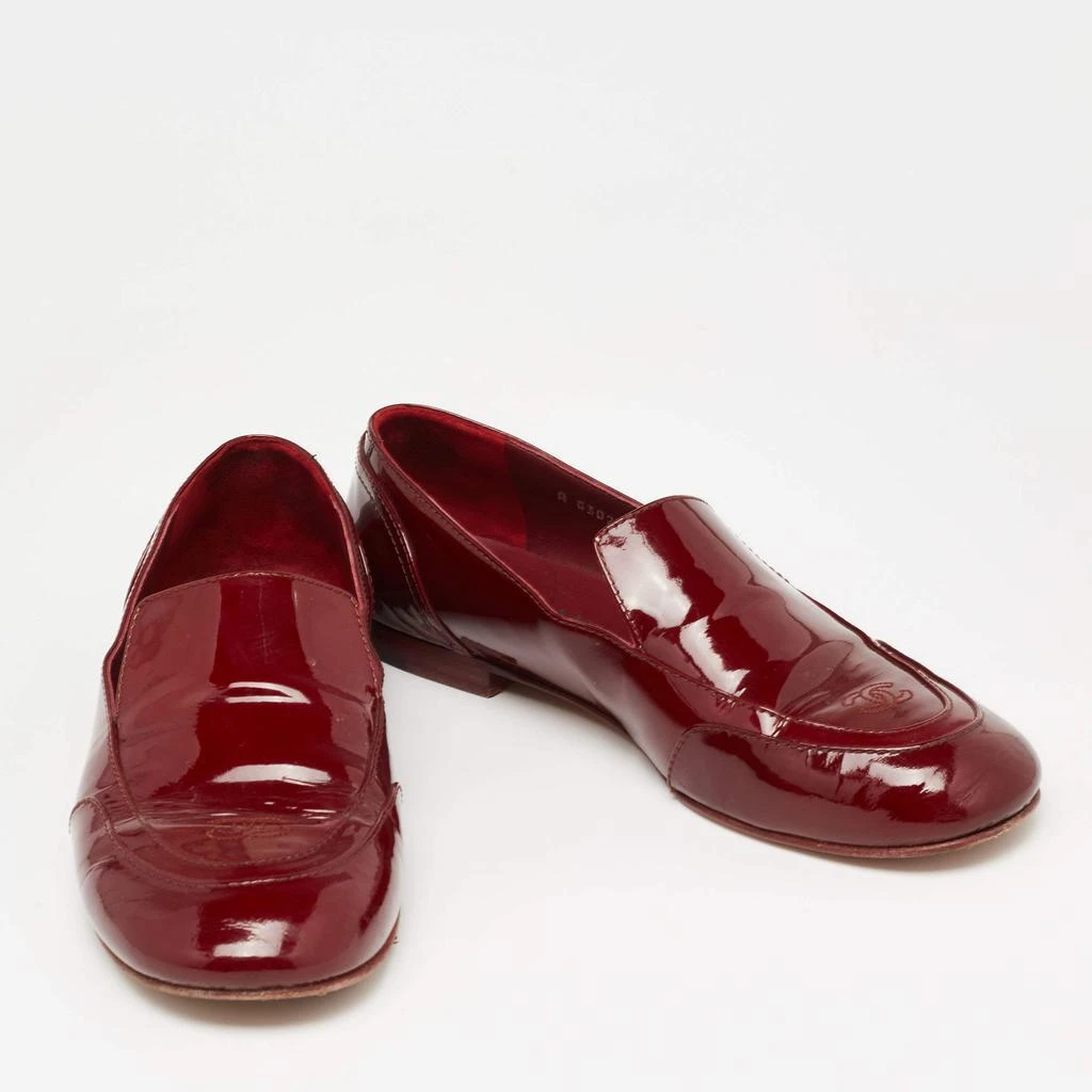 商品[二手商品] Chanel|Chanel Burgundy Patent Leather CC Loafers Size 39.5,价格¥1581,第4张图片详细描述