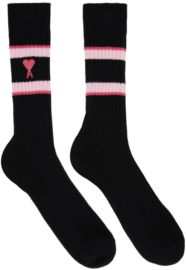 商品AMI|Black & Pink Ami De Cœur Socks,价格¥151,第1张图片