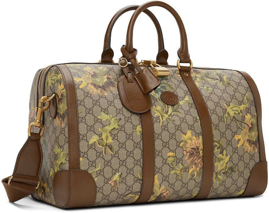 商品Gucci|棕色 GG Carnation Print 行李包,价格¥25976,第4张图片详细描述