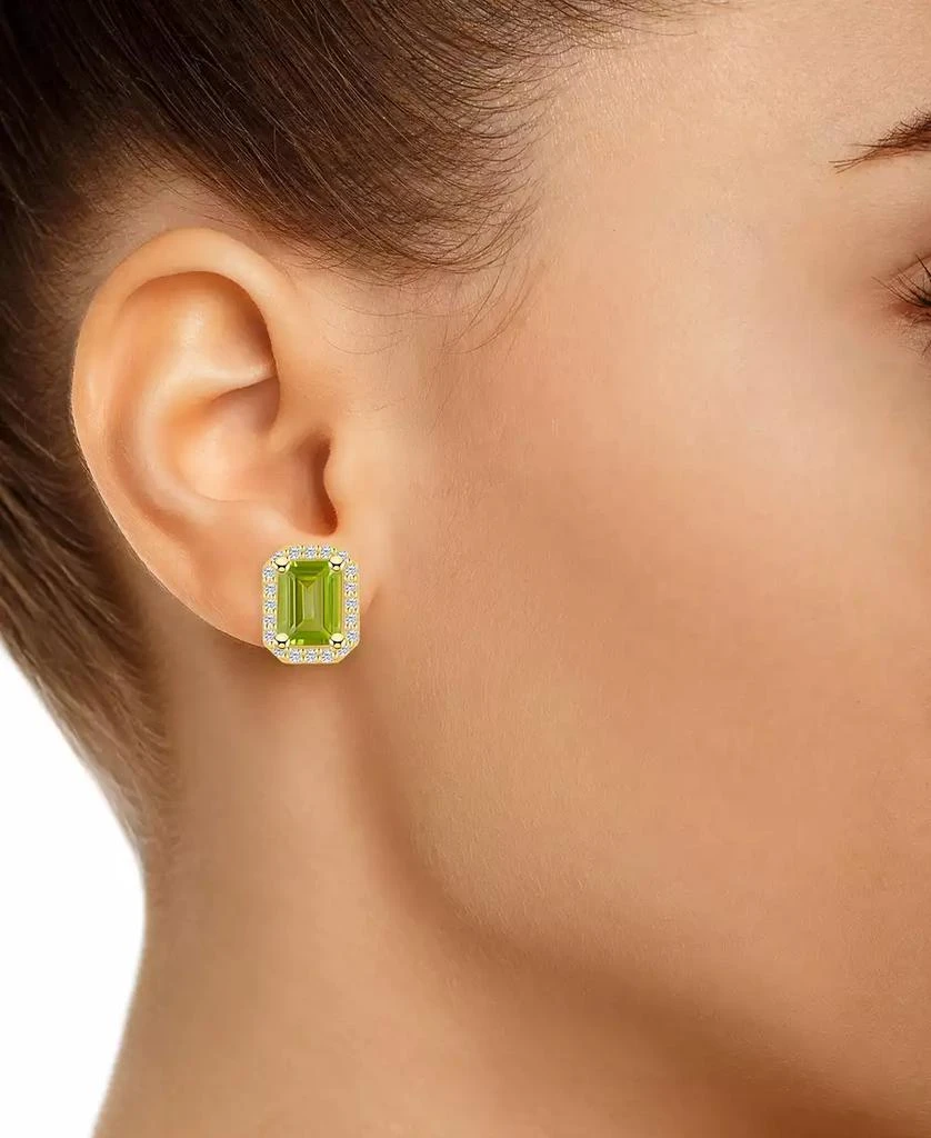 商品Macy's|Peridot (3-3/8 ct. t.w.) and Diamond (3/8 ct. t.w.) Halo Stud Earrings in 14K Yellow Gold,价格¥11125,第3张图片详细描述