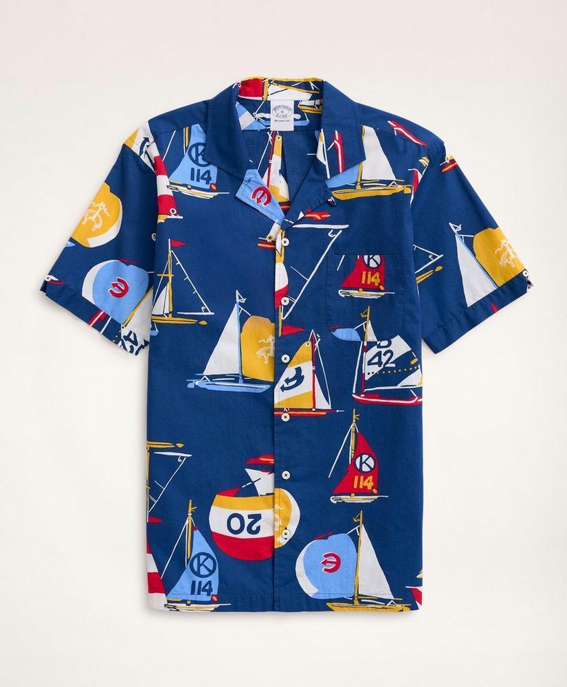 商品Brooks Brothers|Regent Regular-Fit Camp Collar Poplin Short-Sleeve Shirt Sailboat,价格¥247,第1张图片