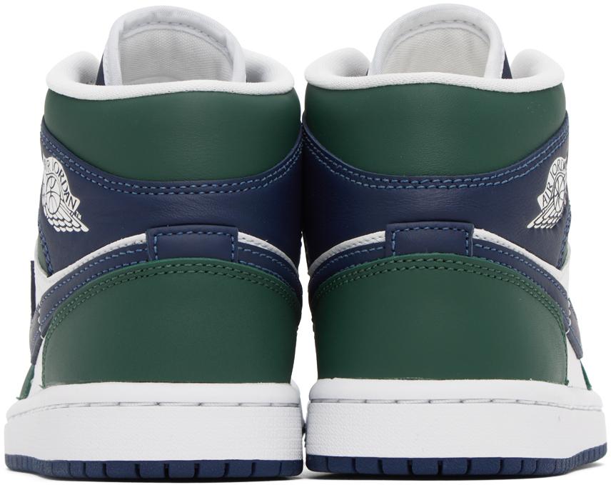 White & Green Air Jordan 1 Mid Sneakers商品第2张图片规格展示