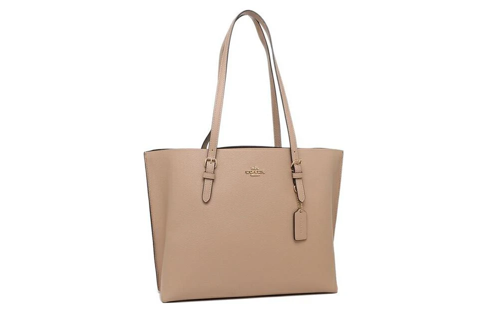 商品[国内直发] Coach|蔻驰 Mollie 34 纯色 牛皮革 妈咪包托特包Tote包购物袋手提单肩包 大号 女款 灰褐色,价格¥2244,第3张图片详细描述