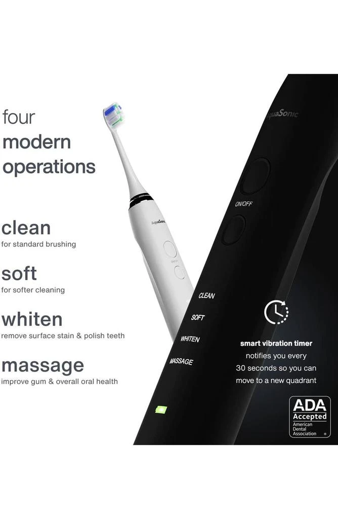 商品AquaSonic|Duo PRO - 双手柄美白智能牙刷，带紫外线消毒底座和 10 个杜邦刷头、2 个旅行盒,价格¥600,第2张图片详细描述