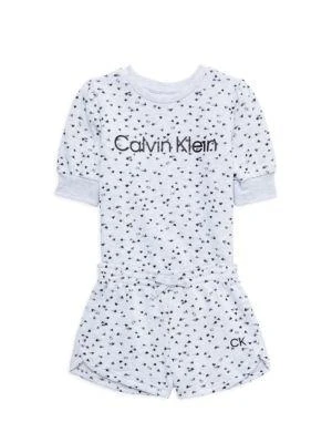 商品Calvin Klein|Little Girl’s 2-Piece Sweatshirt & Shorts Set,价格¥117,第1张图片
