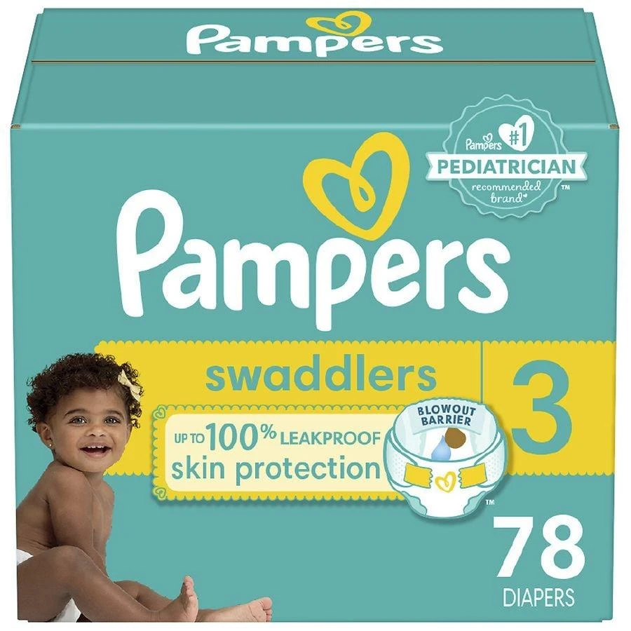 商品Pampers|Diapers, Ultra Absorbent and Soft Disposable Baby Diapers¿ No scent, Size 3 (16-28 lbs),价格¥79,第1张图片