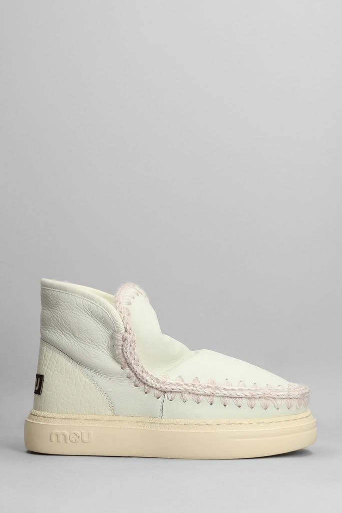 商品Mou|Mou Eskimo Sneaker Bold Low Heels Ankle Boots In White Leather,价格¥2284,第1张图片