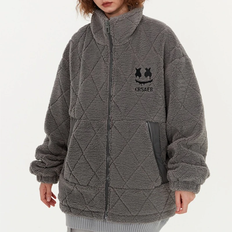  ER 基础logo刺绣仿羊羔毛棉衣男女同款冬潮牌宽松摇粒绒情侣夹克棉服外套ERyg2255339 商品
