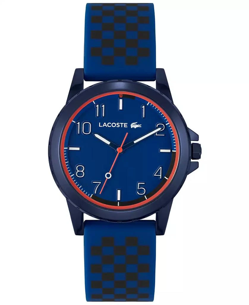 商品Lacoste|Kids Rider Blue and Black Checkered Print Silicone Strap Watch 36mm,价格¥379,第1张图片