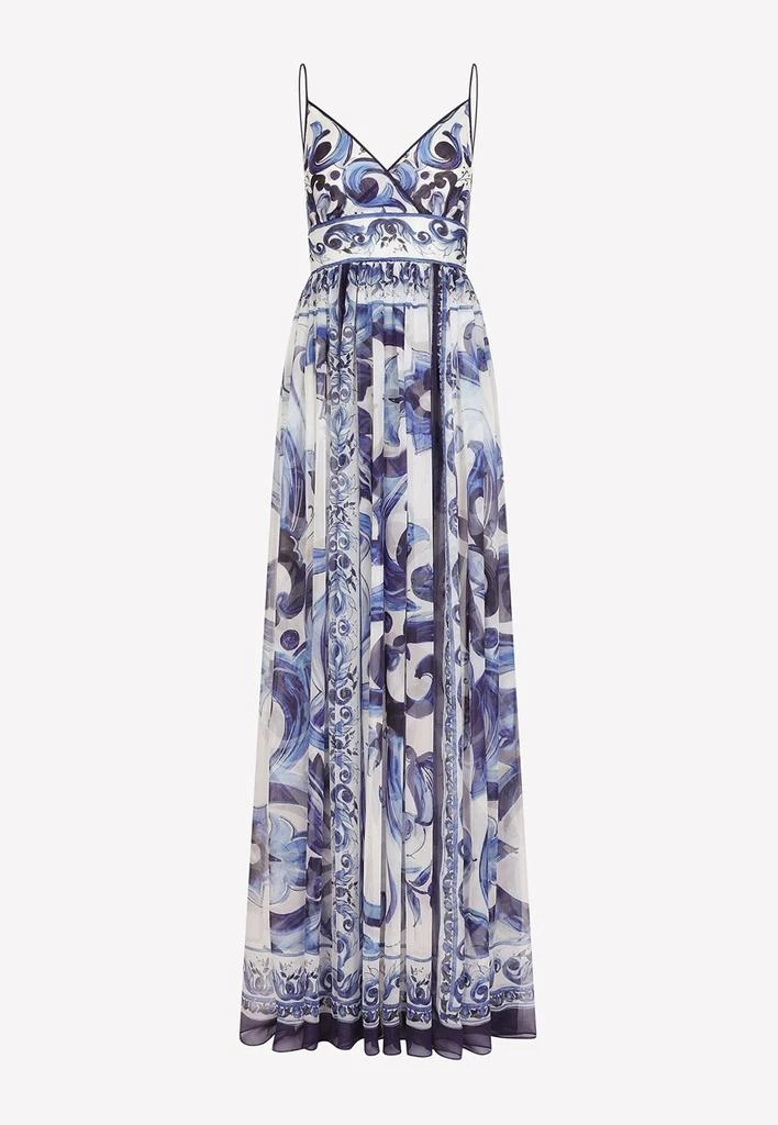 商品Dolce & Gabbana|Majolica Print Chiffon Maxi Dress,价格¥26630,第3张图片详细描述