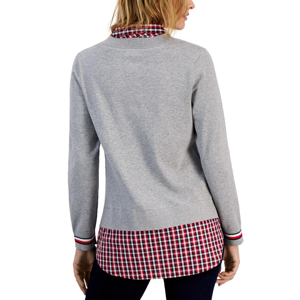 Women's Cotton Layered-Look Sweater商品第2张图片规格展示