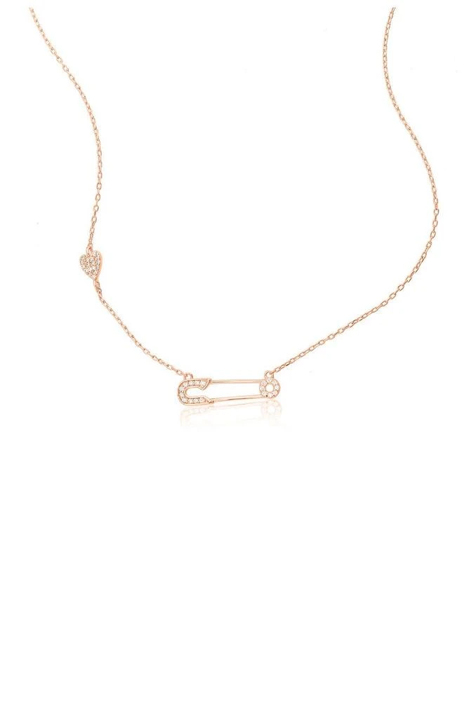 商品ADORNIA|14K Rose Gold Plated Safety Pin Heart Necklace,价格¥150,第2张图片详细描述