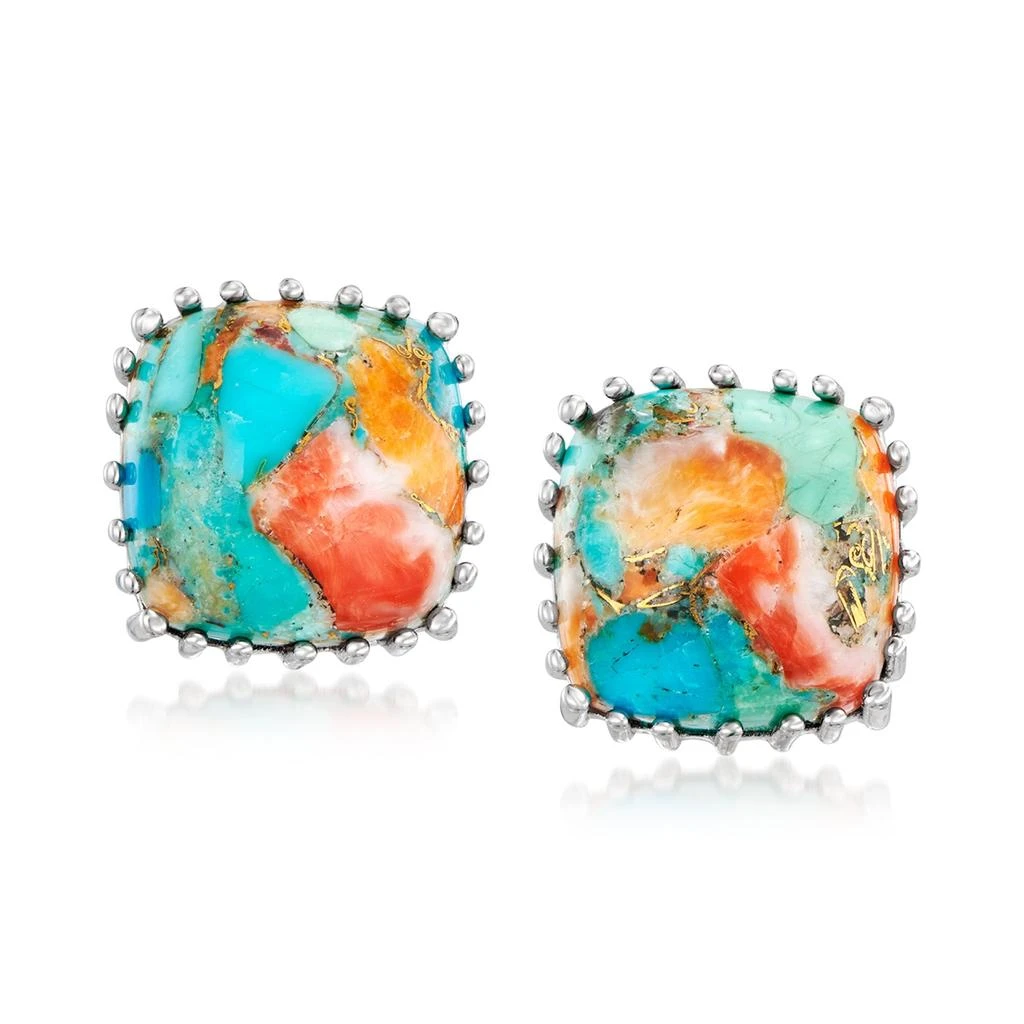 商品Ross-Simons|Turquoise Stud Earrings in Sterling Silver,价格¥787,第1张图片