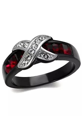 商品Luxe Jewelry Designs|Jewelry Designs Womens Black Stainless Steel Engagement Ring With Top Grade Crystal   Size 6 Pack Of 2,价格¥257,第1张图片