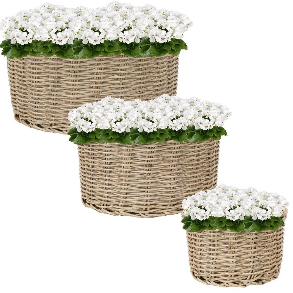 商品Sunnydaze Decor|Polyrattan Round Basket Planter 8 in, 11.75 in, 14 in - Set of 3,价格¥514,第3张图片详细描述