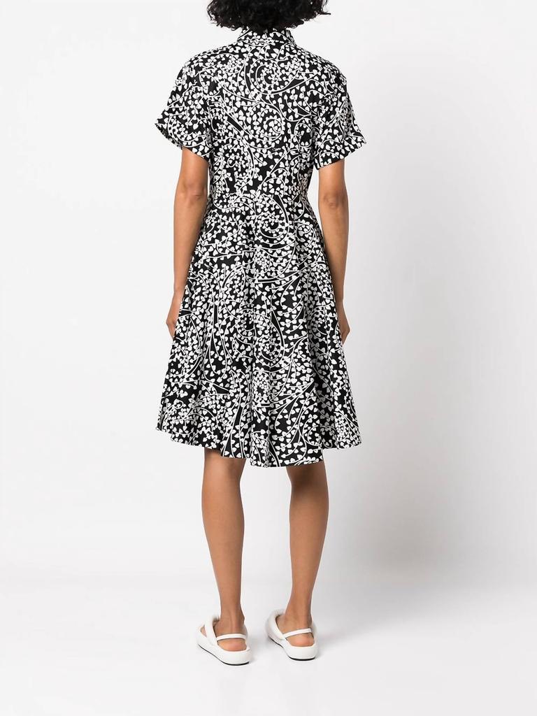 商品Diane von Furstenberg|Albus Short Sleeve Knee Length Shirt Dress in Black Love Stems,价格¥2332,第1张图片详细描述